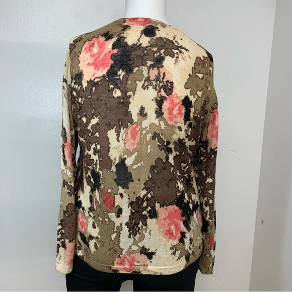Kate Hill Sweater Woman Size 1X Linen Blend Floral Long Sleeve Cardigan Light - Picture 10 of 12